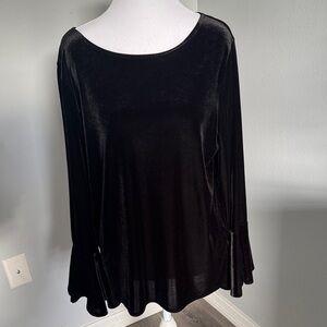 Chico's 2 Black Velvet bell sleeve top whimsygoth warm feminine dressy festive